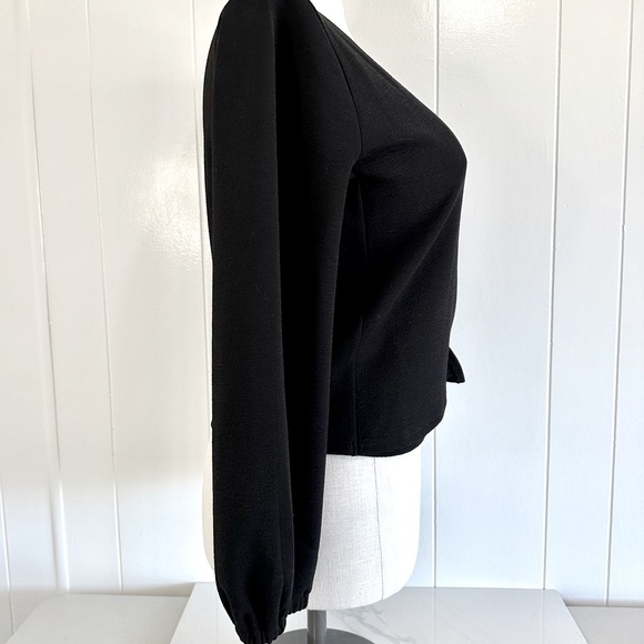 Madewell Texture & Thread Black Stretch Crepe Wrap Top M - Picture 7 of 8